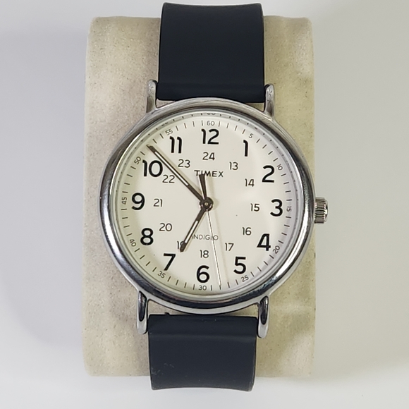 Timex Men's Black and Silver Watch - Picture 2 of 16